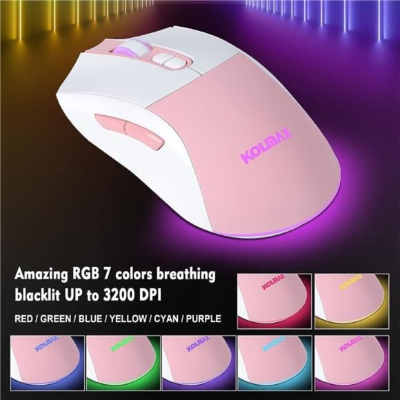 Wireless Gaming Keyboard and Mouse Combo,Rechargeable RGB White Gaming Keyboard - Picture 5 of 6